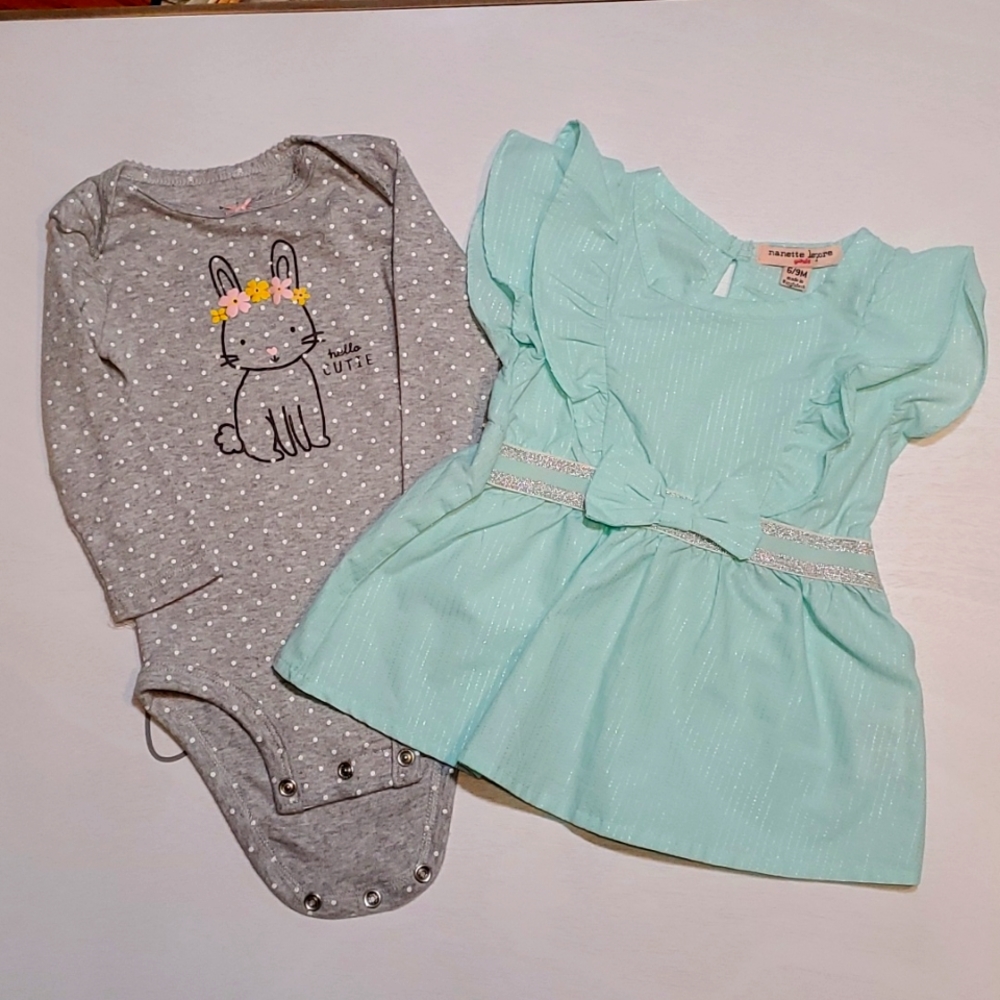Nanette Lepore/Carters Spring Bundle: Mint Sleeveless Top and Bunny Long Sleeve
